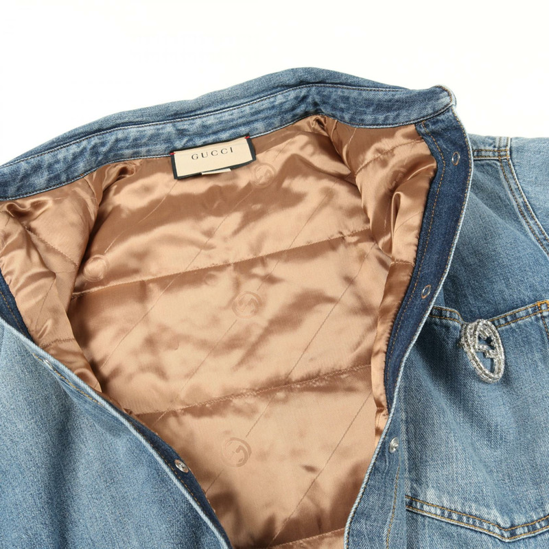 GUCCI 水洗有機牛仔襯衫外套 772882 棉質 海軍藍 二手 女款 #40-8