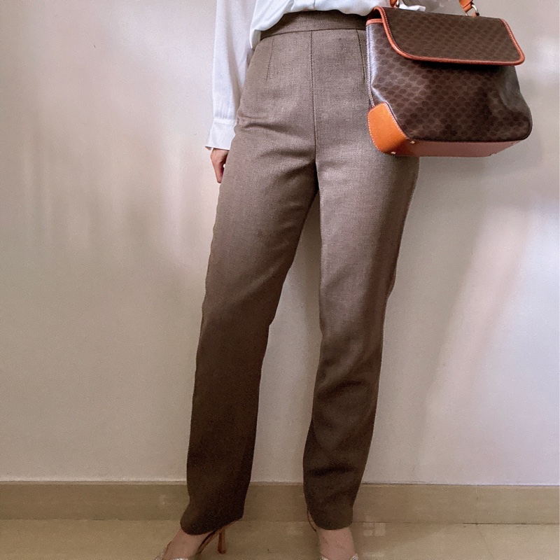 Valentino Garavani 純羊毛高腰西褲 意大利製 XS-S 棕色-0