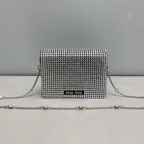 Miu Miu滿水鑽寶石鏈條 斜背包 肩背包