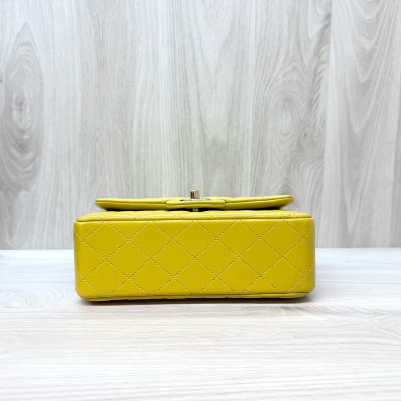 Chanel芥末黃羊皮淡金釦提把Coco20 AS2431-4