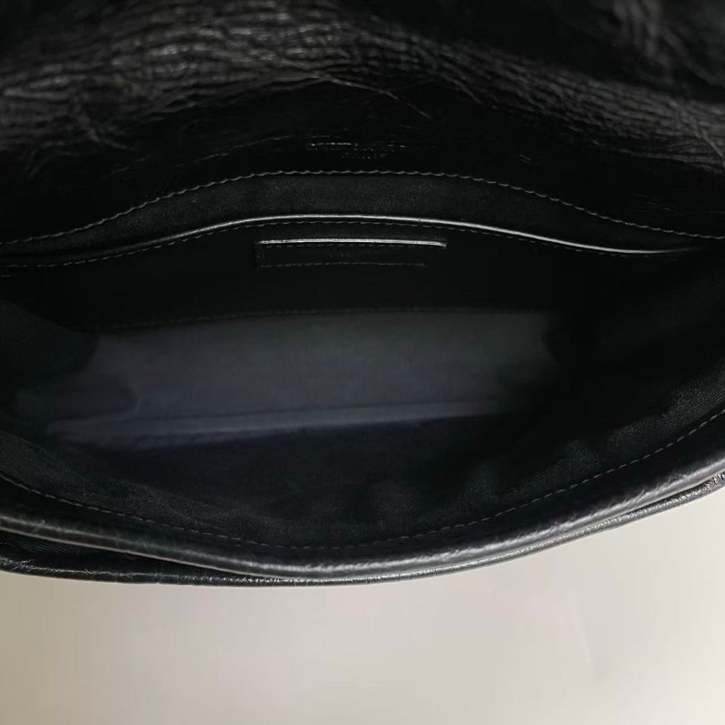 YSL Niki小號黑色全皮銀鏈郵差包 肩背包-7