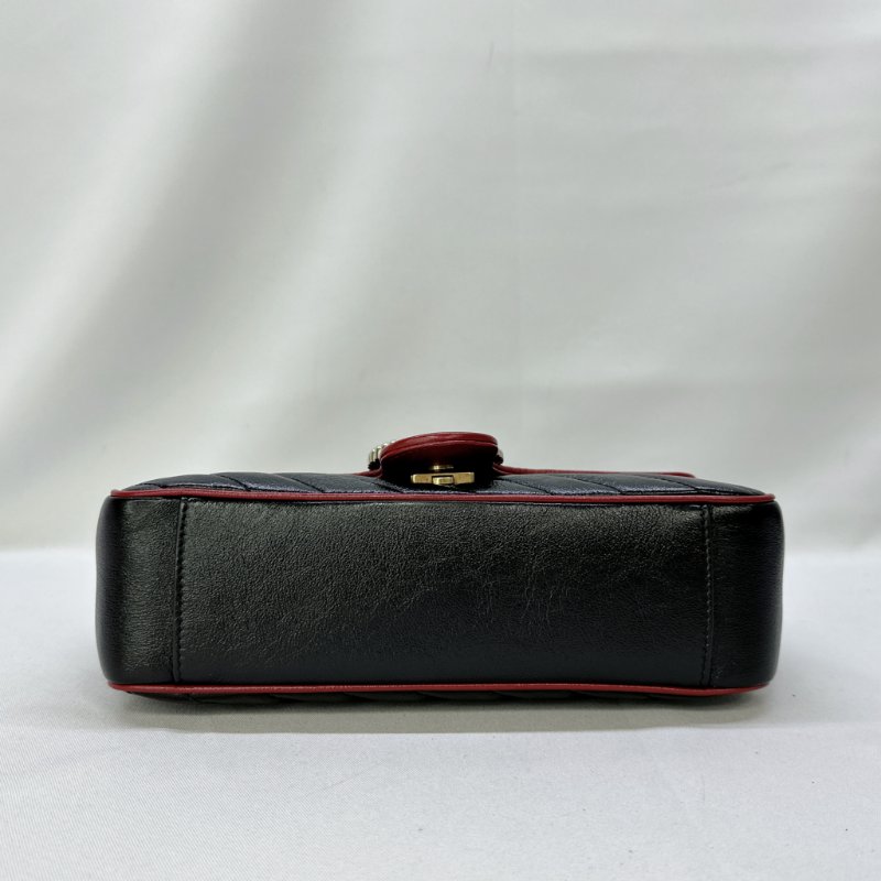 GUCCI Marmont黑紅皮革翻蓋鏈包-7