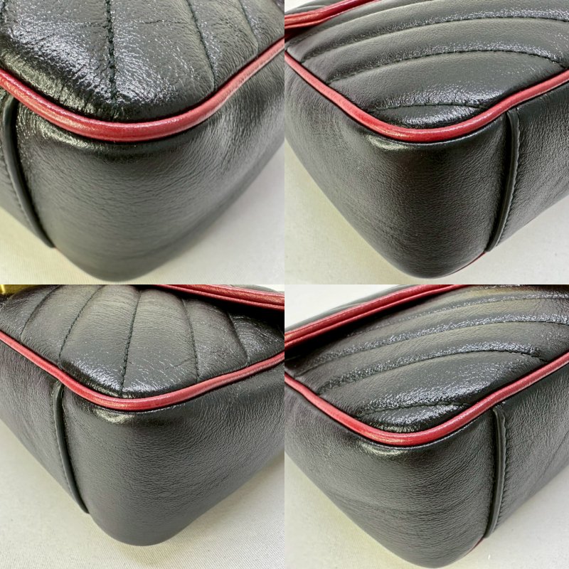 GUCCI Marmont黑紅皮革翻蓋鏈包-8