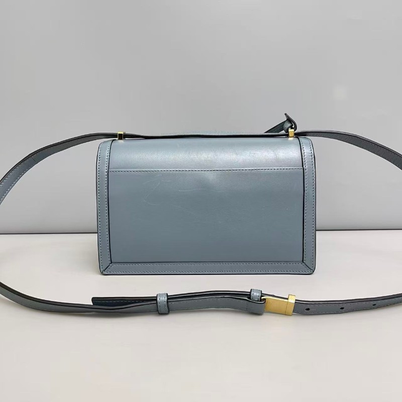 Loewe Barcelona霧霾藍全皮中號三角 斜背包-1