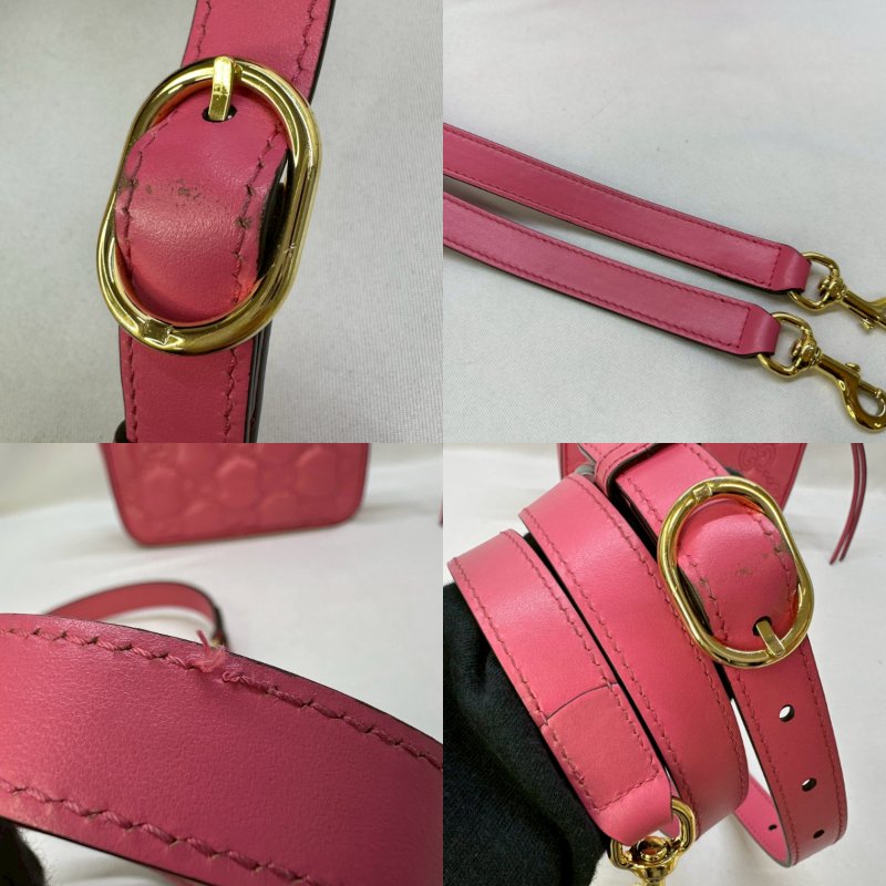 GUCCI 粉色絎縫皮革相機包-5