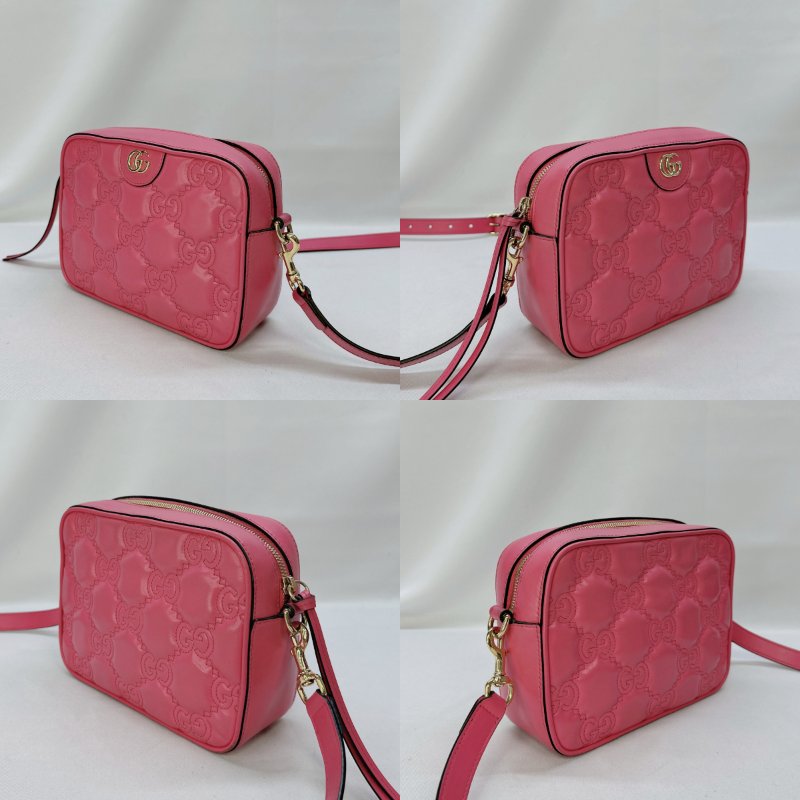 GUCCI 粉色絎縫皮革相機包-2