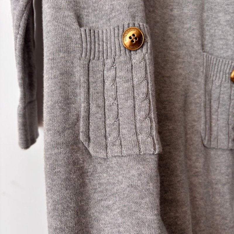 ::BURBERRY:: 灰色針織洋裝 金釦口袋 38號-9