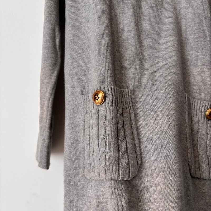 ::BURBERRY:: 灰色針織洋裝 金釦口袋 38號-12