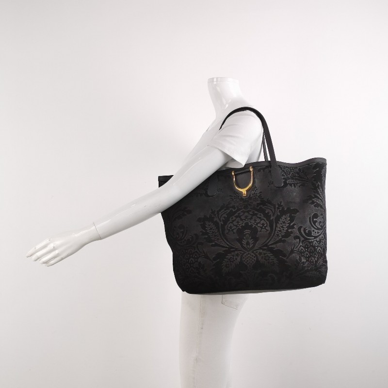 Gucci牛皮翻毛皮拼皮花紋單肩包-1