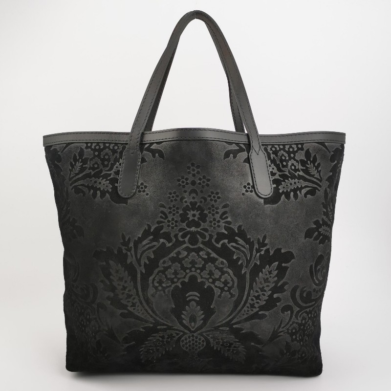 Gucci牛皮翻毛皮拼皮花紋單肩包-4