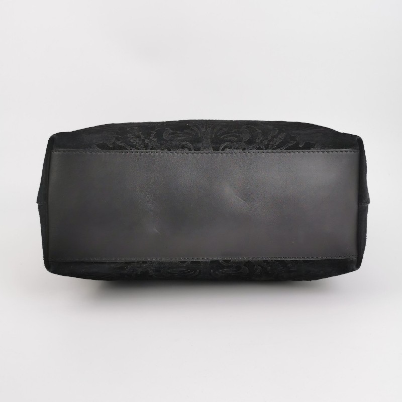 Gucci牛皮翻毛皮拼皮花紋單肩包-5