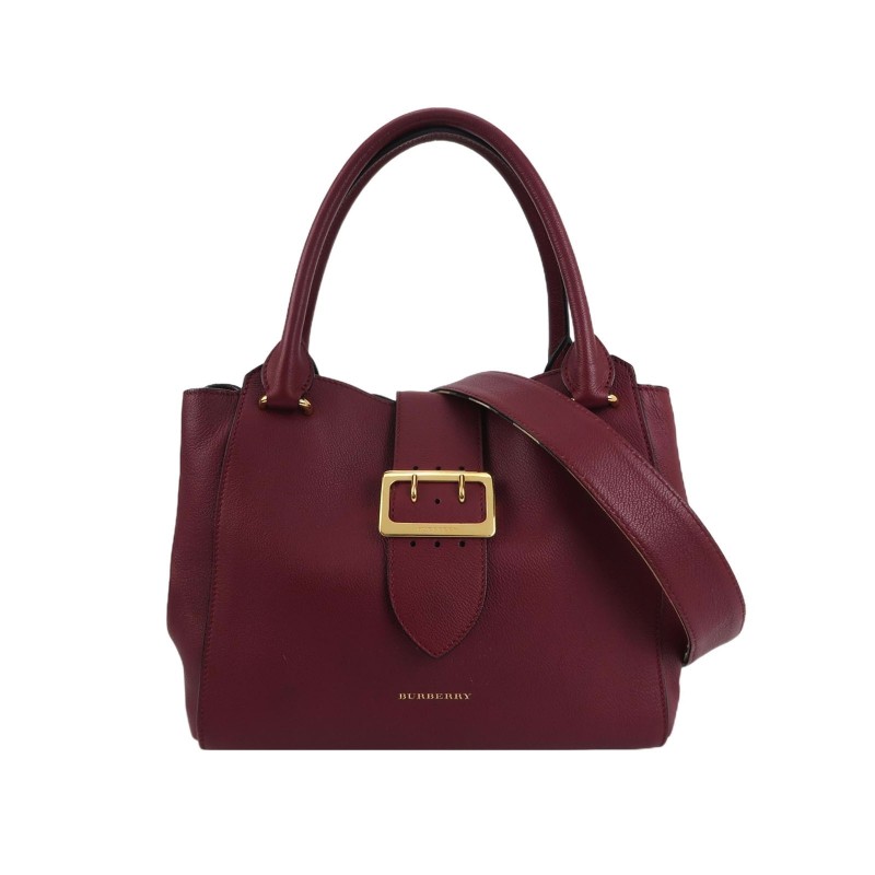 Burberry Buckle牛皮純色字母logo搭扣單肩包-0