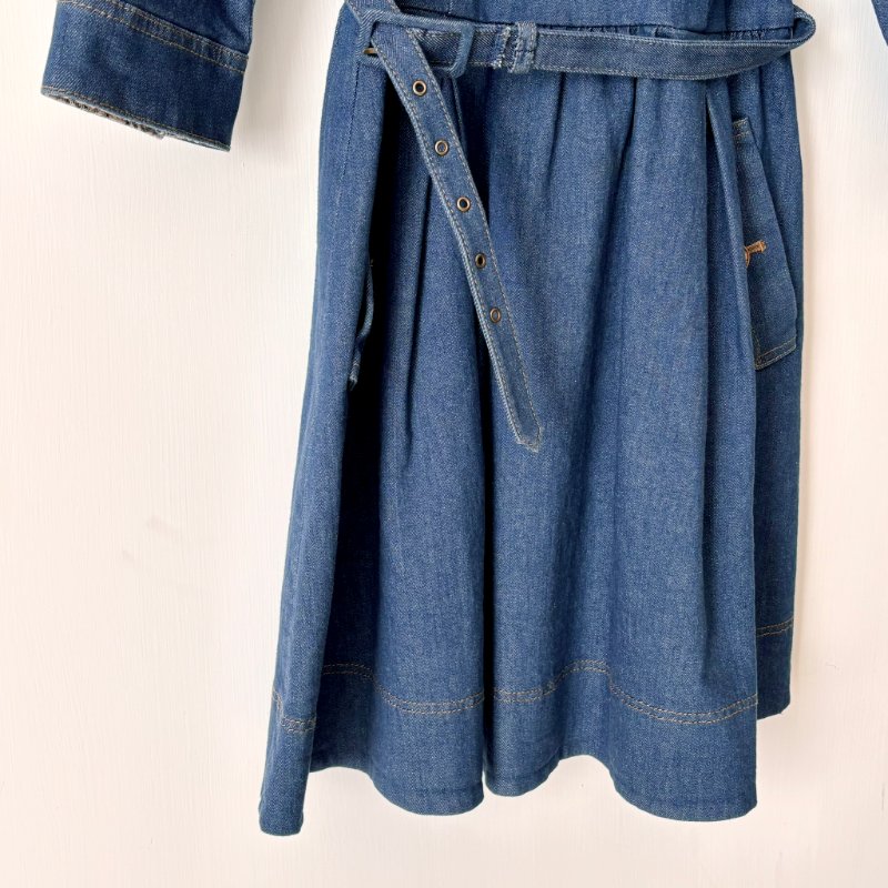 ::BURBERRY BLUE LABE:: 經典格紋袖邊 單寧牛仔洋裝 37號-7