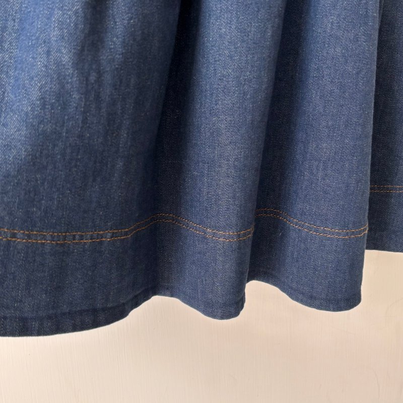 ::BURBERRY BLUE LABE:: 經典格紋袖邊 單寧牛仔洋裝 37號-10