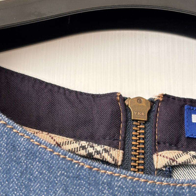 ::BURBERRY BLUE LABE:: 經典格紋袖邊 單寧牛仔洋裝 37號-12