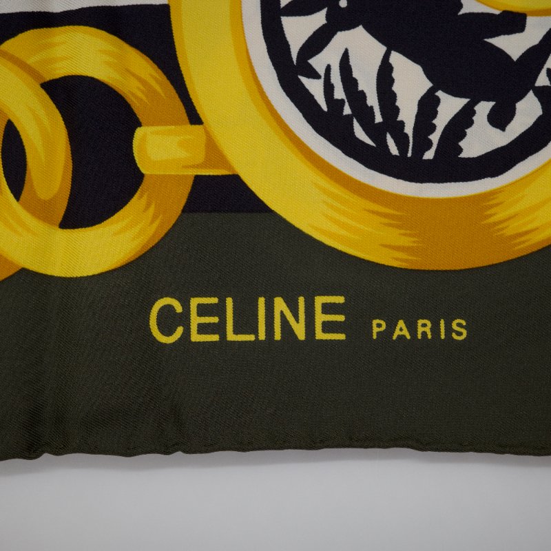 Celine 思琳 黑色絲巾 金色鎖鏈 動物森林 絲巾 大方巾 圍巾 披肩-4