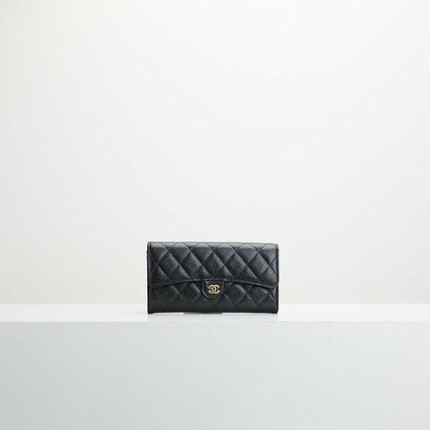 Chanel cf 口蓋長夾/黑金牛