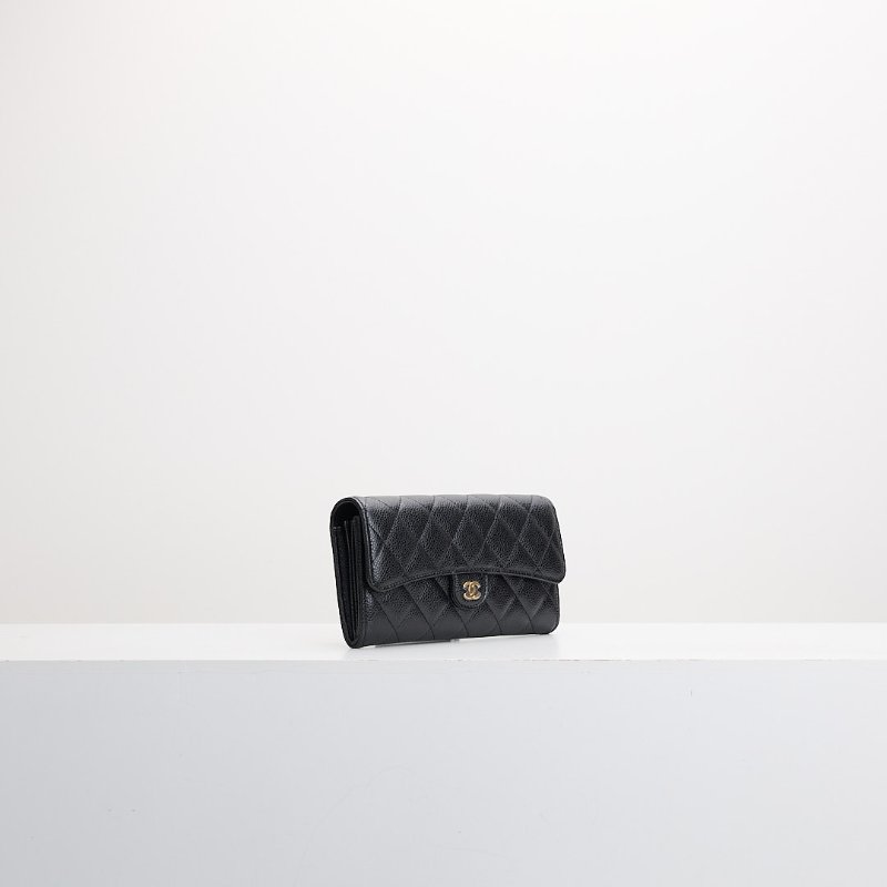 Chanel cf 口蓋長夾/黑金牛-1