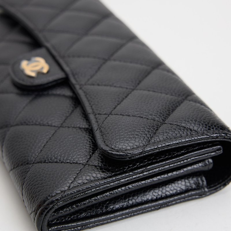 Chanel cf 口蓋長夾/黑金牛-11