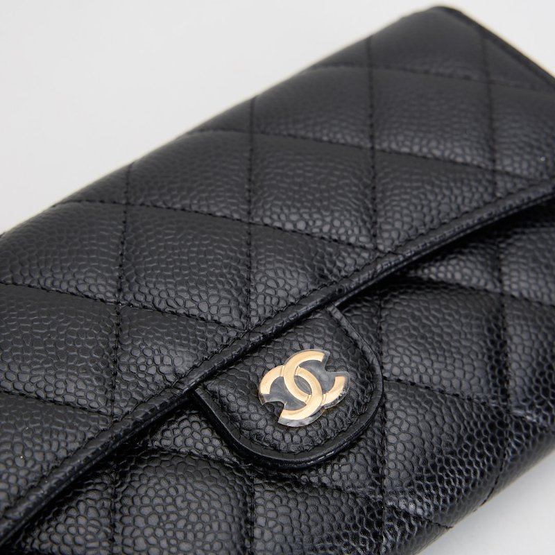 Chanel cf 口蓋長夾/黑金牛-12
