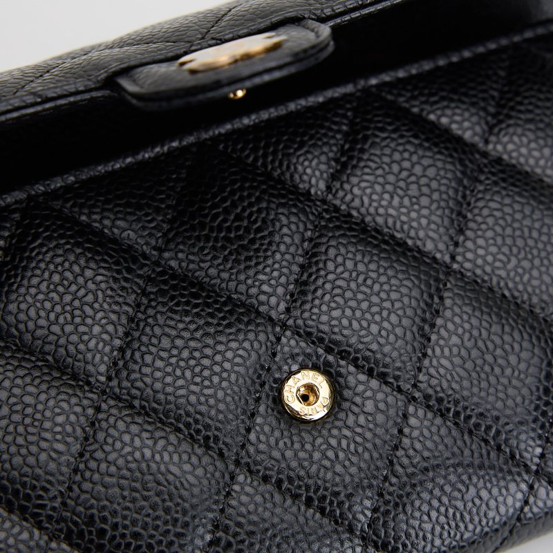 Chanel cf 口蓋長夾/黑金牛-17