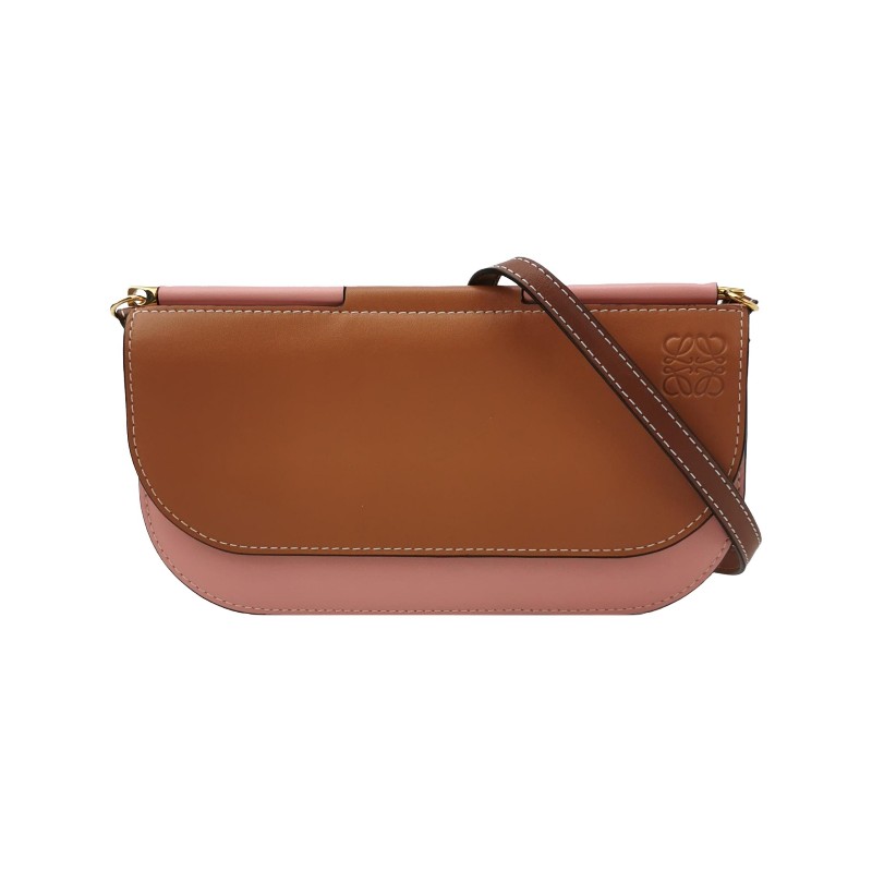 Loewe Gate牛皮拼色Logo壓紋斜挎包單肩包-0