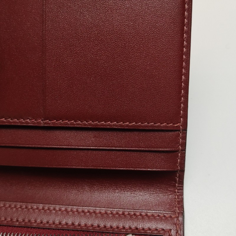 Hermes Bearn標誌H祥帶錢包Box Calf 牛皮銀扣57波爾多酒紅框刻-7