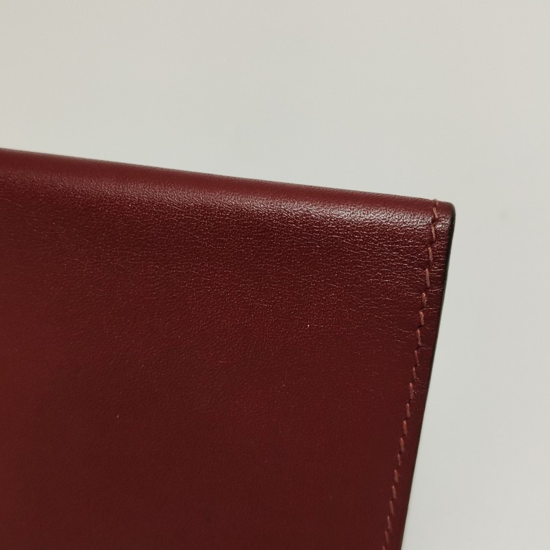 Hermes Bearn標誌H祥帶錢包Box Calf 牛皮銀扣57波爾多酒紅框刻-15