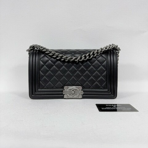 Chanel Leboy黑銀羊皮中號 肩背包