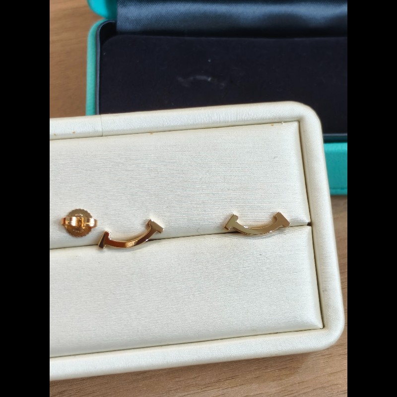 Tiffany T系列 迷你微笑耳釘 18K玫瑰金-3