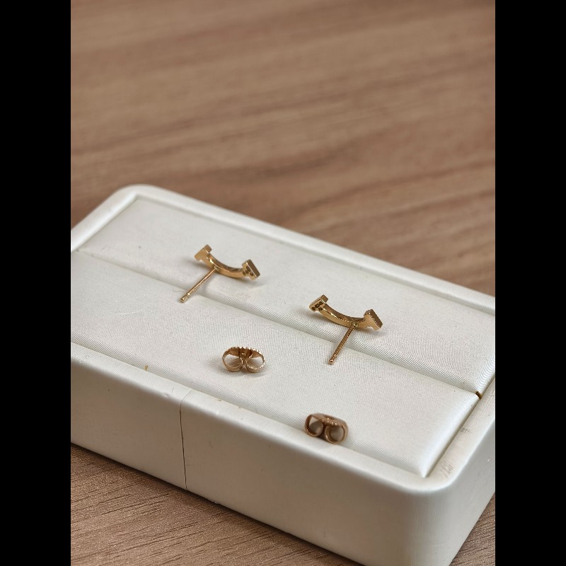Tiffany T系列 迷你微笑耳釘 18K玫瑰金-14