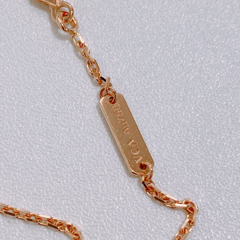 TW4567	Van Cleef &Arpels VCA鑽石項鏈 18K Perlee Clovers Pendant Necklace D 0.18ct x RGHW-7