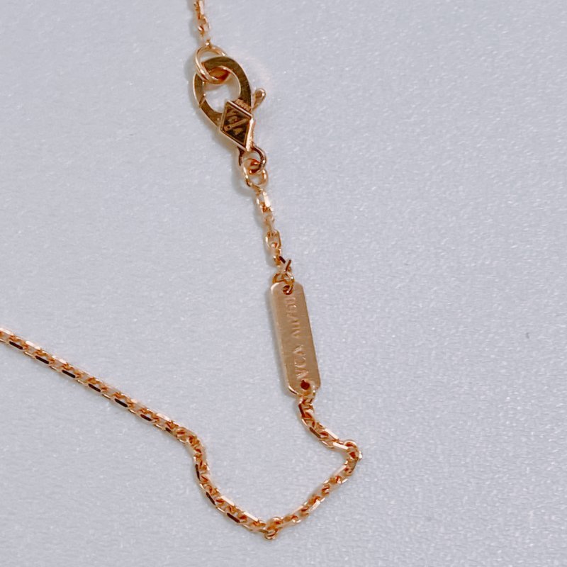 TW4567	Van Cleef &Arpels VCA鑽石項鏈 18K Perlee Clovers Pendant Necklace D 0.18ct x RGHW-8