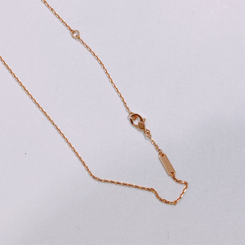 TW4567	Van Cleef &Arpels VCA鑽石項鏈 18K Perlee Clovers Pendant Necklace D 0.18ct x RGHW-9