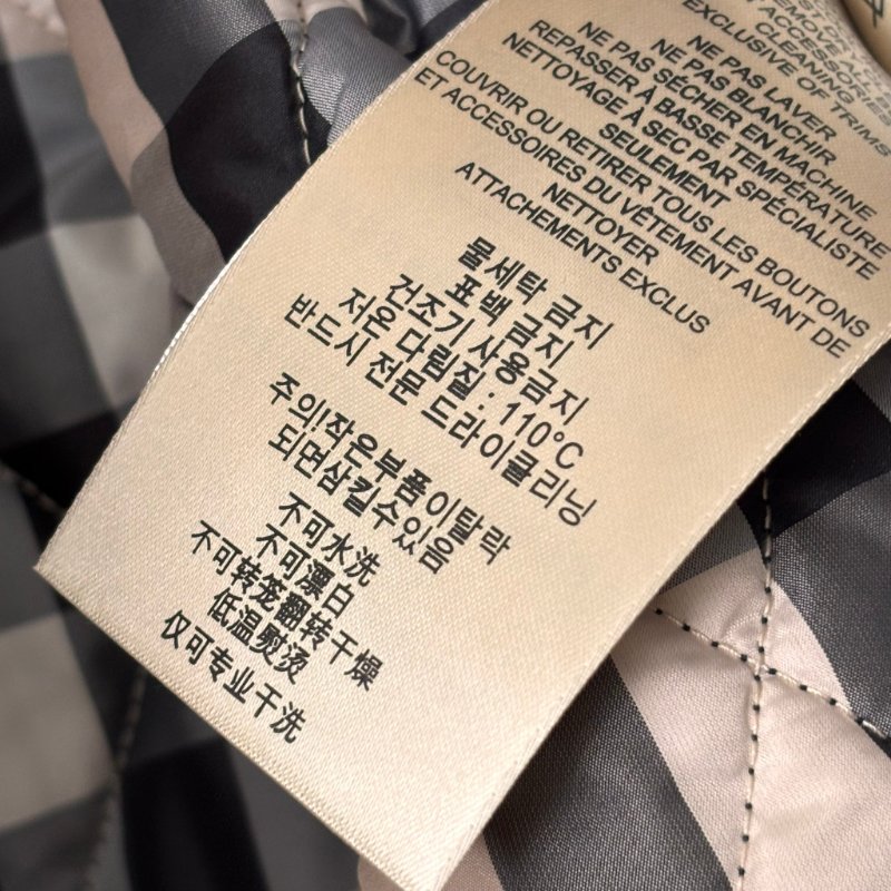 ::BURBERRY:: 黑色絎縫經典格紋 長板風衣 連帽外套 S號-27