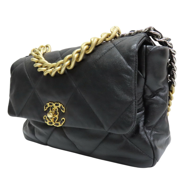 黑色 牛皮 19 30cm 鏈帶肩背包【CHANEL 香奈兒】 AS1161-2