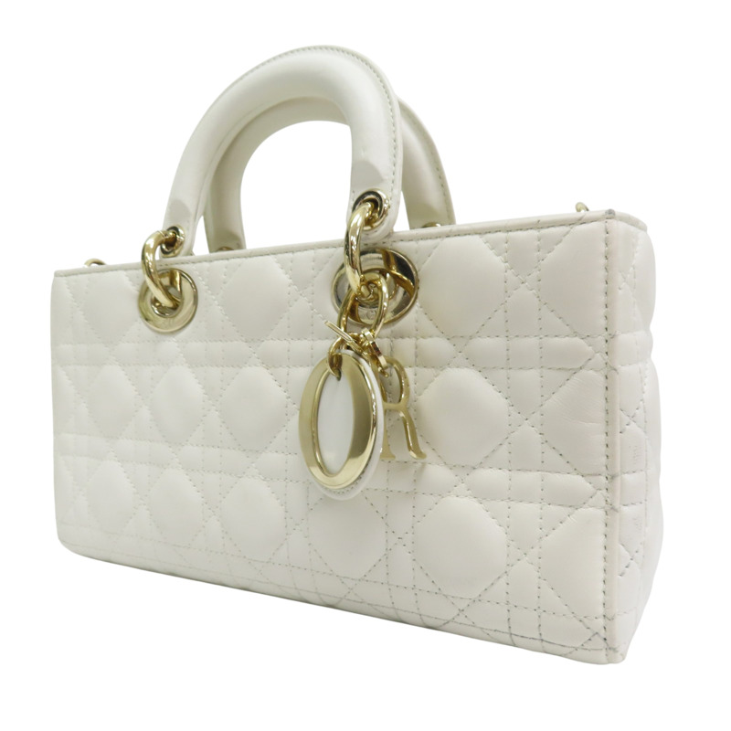 白色 羊皮 Lady Dior D-Joy Medium 兩用包【Dior 迪奧】 M0540ONGE-2