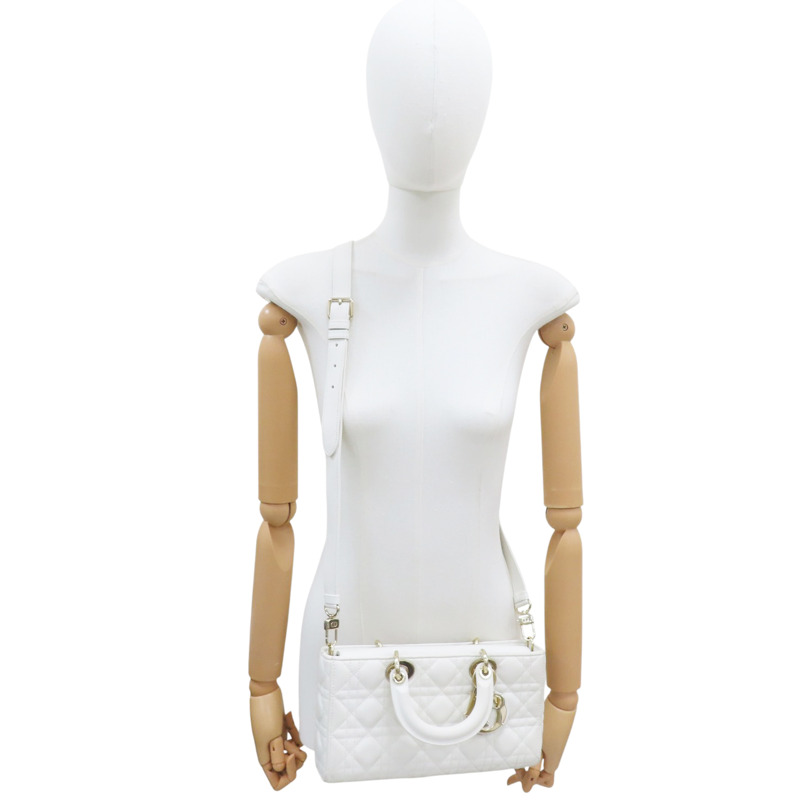 白色 羊皮 Lady Dior D-Joy Medium 兩用包【Dior 迪奧】 M0540ONGE-7