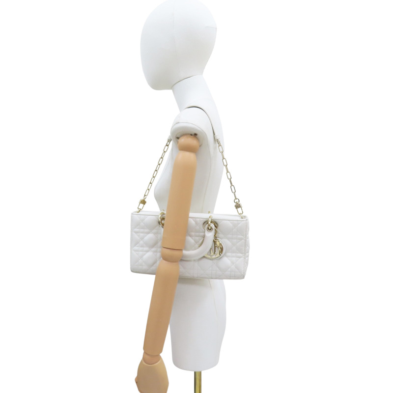 白色 羊皮 Lady Dior D-Joy Medium 兩用包【Dior 迪奧】 M0540ONGE-8