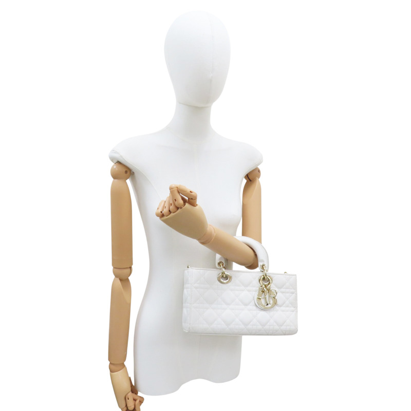 白色 羊皮 Lady Dior D-Joy Medium 兩用包【Dior 迪奧】 M0540ONGE-9