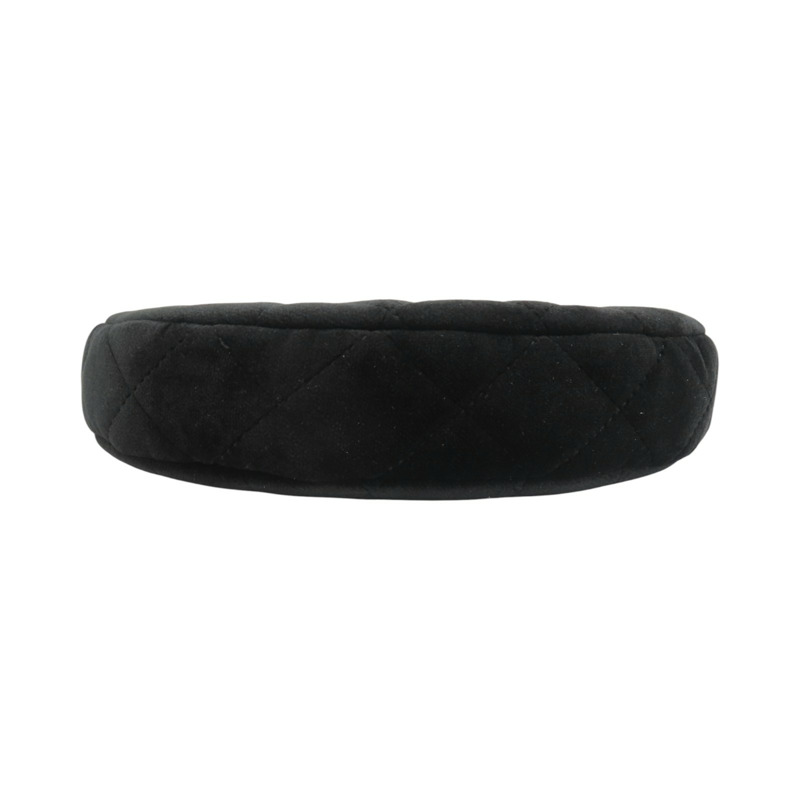 黑色 菱格 絨布 鍊帶 肩背包【CHANEL 香奈兒】-3