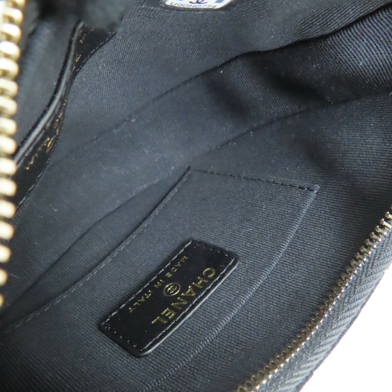 黑色 菱格 絨布 鍊帶 肩背包【CHANEL 香奈兒】-4