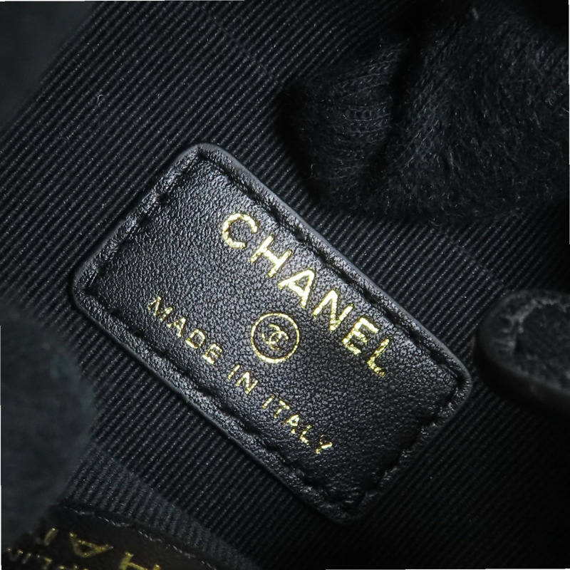 黑色 菱格 絨布 鍊帶 肩背包【CHANEL 香奈兒】-7