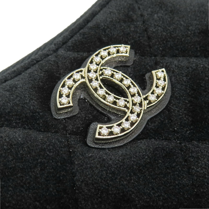 黑色 菱格 絨布 鍊帶 肩背包【CHANEL 香奈兒】-10