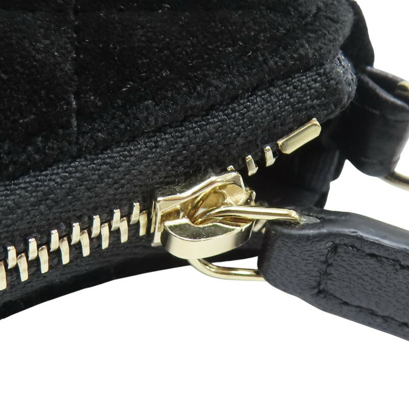 黑色 菱格 絨布 鍊帶 肩背包【CHANEL 香奈兒】-12