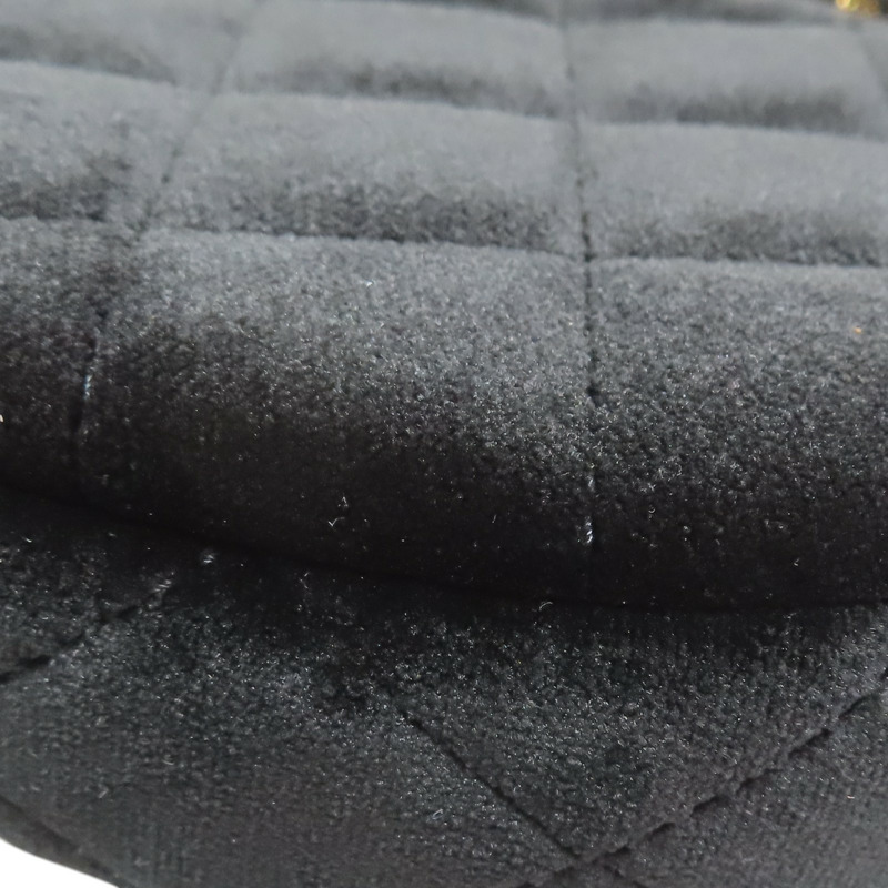 黑色 菱格 絨布 鍊帶 肩背包【CHANEL 香奈兒】-14