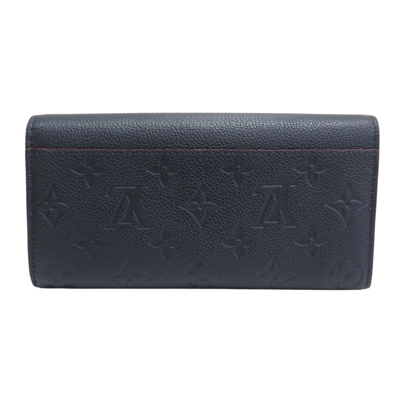 深藍色 原花壓紋牛皮 Sara 扣式長夾 M62125【LOUIS VUITTON LV 路易威登】 M62125-1