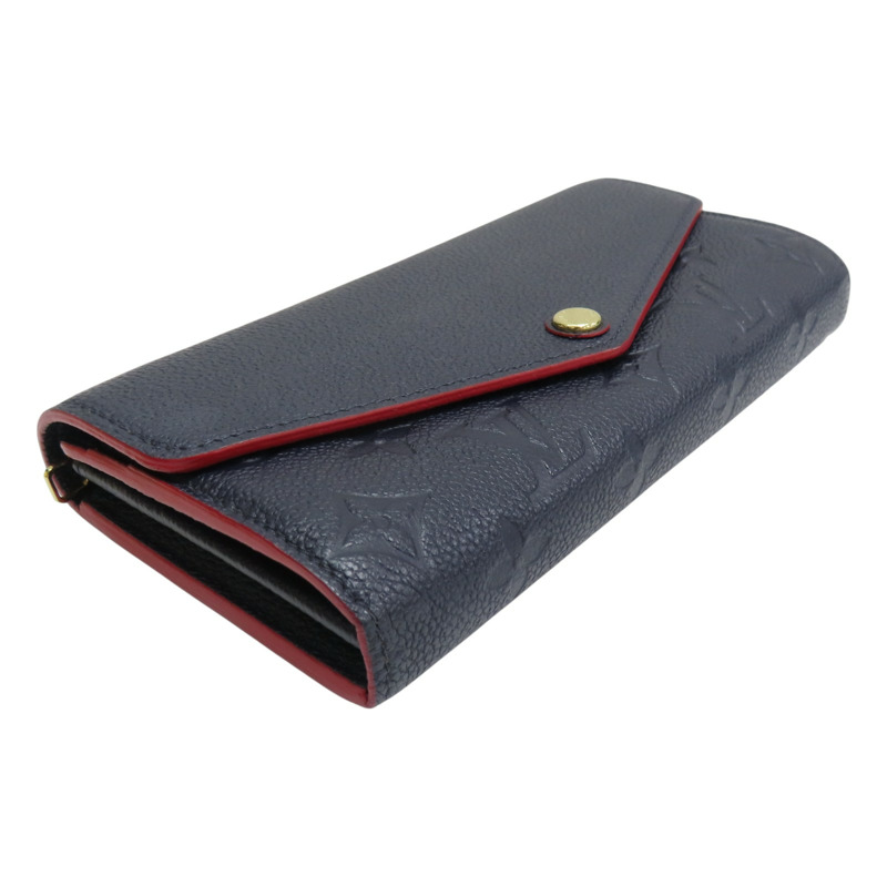 深藍色 原花壓紋牛皮 Sara 扣式長夾 M62125【LOUIS VUITTON LV 路易威登】 M62125-2