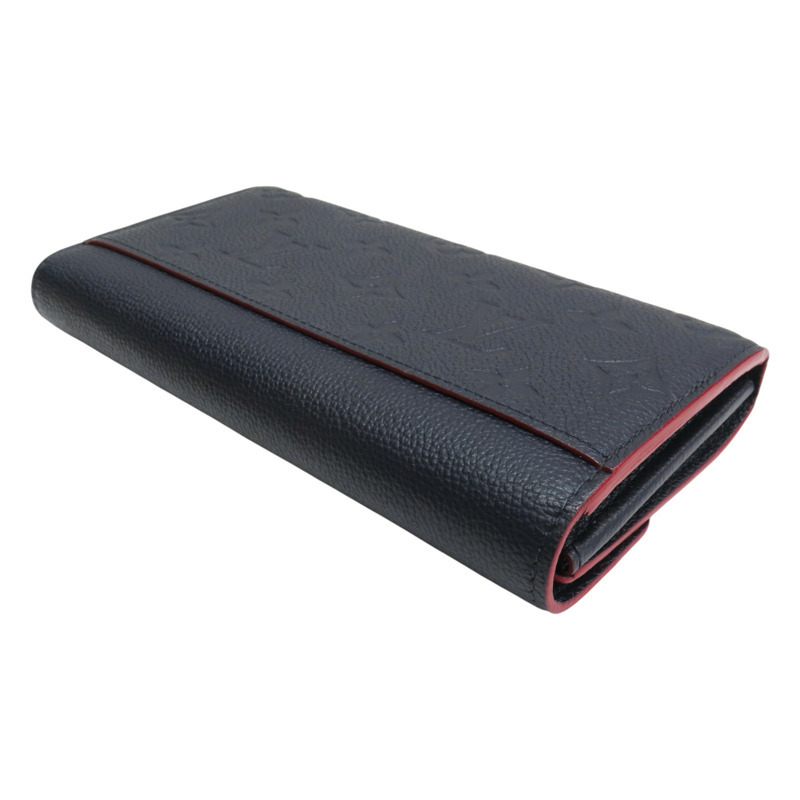 深藍色 原花壓紋牛皮 Sara 扣式長夾 M62125【LOUIS VUITTON LV 路易威登】 M62125-3