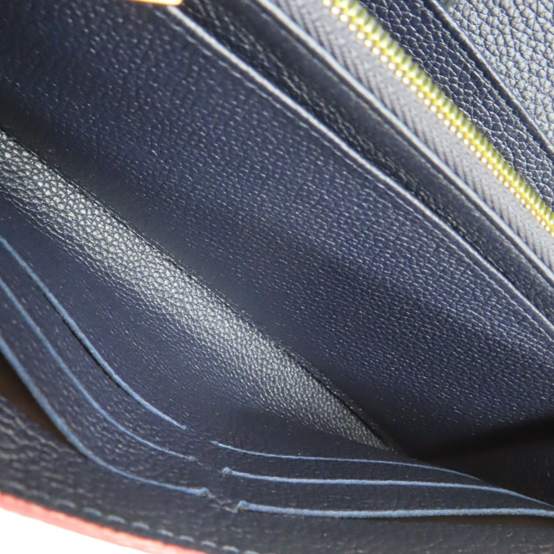 深藍色 原花壓紋牛皮 Sara 扣式長夾 M62125【LOUIS VUITTON LV 路易威登】 M62125-6